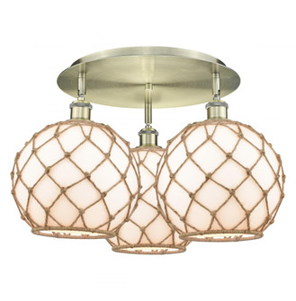 Farmhouse Rope - 3 Light - 22 inch - Antique Brass - Semi-Flush Mount (3442|516-3C-AB-G121-10RB)