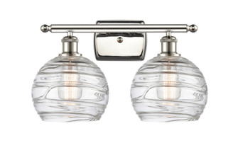 Athens Deco Swirl - 2 Light - 18 inch - Polished Nickel - Bath Vanity Light (3442|516-2W-PN-G1213-8CL)