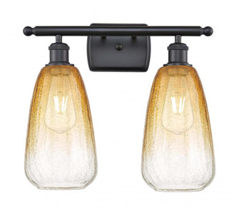 Brookhaven Almond - 2 Light - 16 inch - Matte Black - Bath Vanity Light (3442|516-2W-BK-G480-6AM)