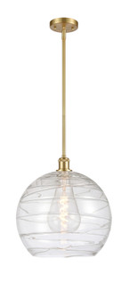 Athens Deco Swirl - 1 Light - 14 inch - Satin Gold - Stem hung - Mini Pendant (3442|516-1S-SG-G1213-14CL)