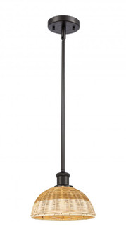 Bristol Natural II - 1 Light - 9 inch - Oil Rubbed Bronze - Stem hung - Mini Pendant (3442|516-1S-OB-NBD2-9-NAT)
