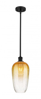 Brookhaven Flute - 1 Light - 7 inch - Matte Black - Stem hung - Mini Pendant (3442|516-1S-BK-G484-7AM)