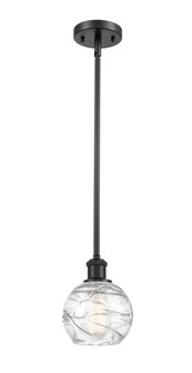 Athens Deco Swirl - 1 Light - 6 inch - Matte Black - Stem hung - Mini Pendant (3442|516-1S-BK-G1213-6CL)