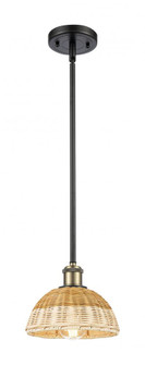 Bristol Natural II - 1 Light - 8 inch - Black Antique Brass - Stem hung - Mini Pendant (3442|516-1S-BAB-NBD2-75-NAT)