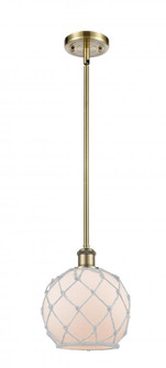 Farmhouse Rope - 1 Light - 8 inch - Antique Brass - Stem hung - Mini Pendant (3442|516-1S-AB-G121-8RW)