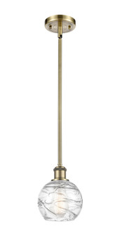 Athens Deco Swirl - 1 Light - 6 inch - Antique Brass - Stem hung - Mini Pendant (3442|516-1S-AB-G1213-6CL)