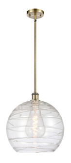 Athens Deco Swirl - 1 Light - 14 inch - Antique Brass - Stem hung - Mini Pendant (3442|516-1S-AB-G1213-14CL)