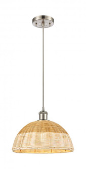 Bristol Natural II - 1 Light - 12 inch - Brushed Satin Nickel - Cord hung - Mini Pendant (3442|516-1P-SN-NBD2-12-NAT)