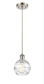 Athens Deco Swirl - 1 Light - 6 inch - Brushed Satin Nickel - Cord hung - Mini Pendant (3442|516-1P-SN-G1213-6CL)