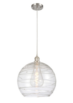Athens Deco Swirl - 1 Light - 14 inch - Brushed Satin Nickel - Cord hung - Mini Pendant (3442|516-1P-SN-G1213-14CL)