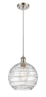 Athens Deco Swirl - 1 Light - 10 inch - Brushed Satin Nickel - Cord hung - Mini Pendant (3442|516-1P-SN-G1213-10CL)