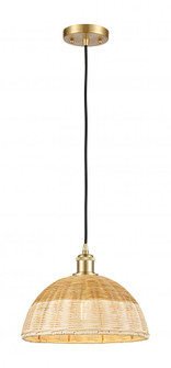Bristol Natural II - 1 Light - 12 inch - Satin Gold - Cord hung - Mini Pendant (3442|516-1P-SG-NBD2-12-NAT)