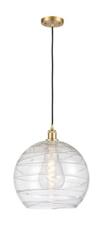 Athens Deco Swirl - 1 Light - 14 inch - Satin Gold - Cord hung - Mini Pendant (3442|516-1P-SG-G1213-14CL)