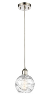 Athens Deco Swirl - 1 Light - 6 inch - Polished Nickel - Cord hung - Mini Pendant (3442|516-1P-PN-G1213-6CL)