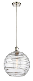 Athens Deco Swirl - 1 Light - 12 inch - Polished Nickel - Cord hung - Mini Pendant (3442|516-1P-PN-G1213-12CL)