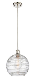 Athens Deco Swirl - 1 Light - 10 inch - Polished Nickel - Cord hung - Mini Pendant (3442|516-1P-PN-G1213-10CL)