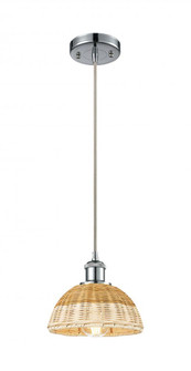 Bristol Natural II - 1 Light - 8 inch - Polished Chrome - Cord hung - Mini Pendant (3442|516-1P-PC-NBD2-75-NAT)