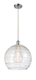 Athens Deco Swirl - 1 Light - 14 inch - Polished Chrome - Cord hung - Mini Pendant (3442|516-1P-PC-G1213-14CL)