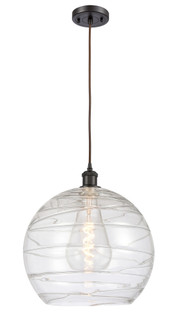 Athens Deco Swirl - 1 Light - 14 inch - Oil Rubbed Bronze - Cord hung - Mini Pendant (3442|516-1P-OB-G1213-14CL)