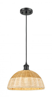 Bristol Natural II - 1 Light - 12 inch - Matte Black - Cord hung - Mini Pendant (3442|516-1P-BK-NBD2-12-NAT)