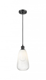 Brookhaven Almond - 1 Light - 6 inch - Matte Black - Cord hung - Mini Pendant (3442|516-1P-BK-G480-6OP)
