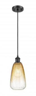 Brookhaven Almond - 1 Light - 6 inch - Matte Black - Cord hung - Mini Pendant (3442|516-1P-BK-G480-6AM)