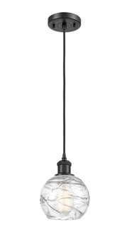 Athens Deco Swirl - 1 Light - 6 inch - Matte Black - Cord hung - Mini Pendant (3442|516-1P-BK-G1213-6CL)