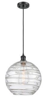 Athens Deco Swirl - 1 Light - 12 inch - Matte Black - Cord hung - Mini Pendant (3442|516-1P-BK-G1213-12CL)