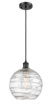 Athens Deco Swirl - 1 Light - 10 inch - Matte Black - Cord hung - Mini Pendant (3442|516-1P-BK-G1213-10CL)