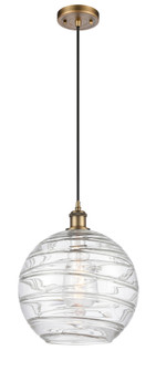 Athens Deco Swirl - 1 Light - 12 inch - Brushed Brass - Cord hung - Mini Pendant (3442|516-1P-BB-G1213-12CL)