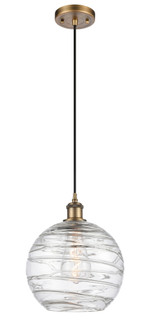Athens Deco Swirl - 1 Light - 10 inch - Brushed Brass - Cord hung - Mini Pendant (3442|516-1P-BB-G1213-10CL)