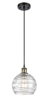 Athens Deco Swirl - 1 Light - 8 inch - Black Antique Brass - Cord hung - Mini Pendant (3442|516-1P-BAB-G1213-8CL)