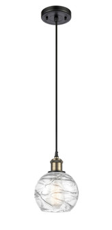 Athens Deco Swirl - 1 Light - 6 inch - Black Antique Brass - Cord hung - Mini Pendant (3442|516-1P-BAB-G1213-6CL)