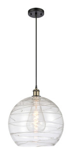Athens Deco Swirl - 1 Light - 14 inch - Black Antique Brass - Cord hung - Mini Pendant (3442|516-1P-BAB-G1213-14CL)