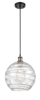 Athens Deco Swirl - 1 Light - 12 inch - Black Antique Brass - Cord hung - Mini Pendant (3442|516-1P-BAB-G1213-12CL)