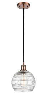 Athens Deco Swirl - 1 Light - 8 inch - Antique Copper - Cord hung - Mini Pendant (3442|516-1P-AC-G1213-8CL)