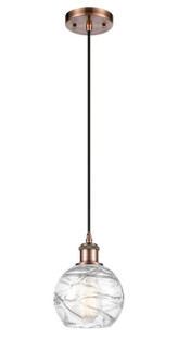 Athens Deco Swirl - 1 Light - 6 inch - Antique Copper - Cord hung - Mini Pendant (3442|516-1P-AC-G1213-6CL)