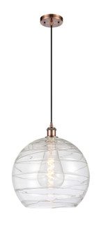 Athens Deco Swirl - 1 Light - 14 inch - Antique Copper - Cord hung - Mini Pendant (3442|516-1P-AC-G1213-14CL)