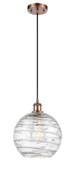 Athens Deco Swirl - 1 Light - 10 inch - Antique Copper - Cord hung - Mini Pendant (3442|516-1P-AC-G1213-10CL)
