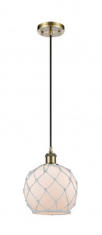 Farmhouse Rope - 1 Light - 8 inch - Antique Brass - Cord hung - Mini Pendant (3442|516-1P-AB-G121-8RW)