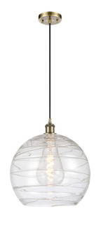 Athens Deco Swirl - 1 Light - 14 inch - Antique Brass - Cord hung - Mini Pendant (3442|516-1P-AB-G1213-14CL)