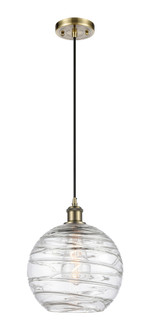 Athens Deco Swirl - 1 Light - 10 inch - Antique Brass - Cord hung - Mini Pendant (3442|516-1P-AB-G1213-10CL)
