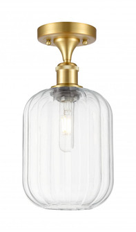 Preston Cylinder - 1 Light - 7 inch - Satin Gold - Semi-Flush Mount (3442|516-1C-SG-G460-7CL)