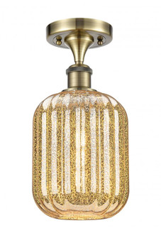 Preston Cylinder - 1 Light - 7 inch - Antique Brass - Semi-Flush Mount (3442|516-1C-AB-G460-7ME)