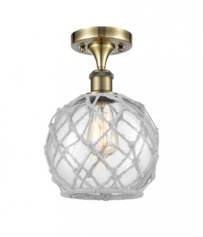 Farmhouse Rope - 1 Light - 8 inch - Antique Brass - Semi-Flush Mount (3442|516-1C-AB-G122-8RW)