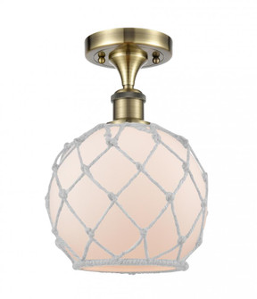 Farmhouse Rope - 1 Light - 8 inch - Antique Brass - Semi-Flush Mount (3442|516-1C-AB-G121-8RW)