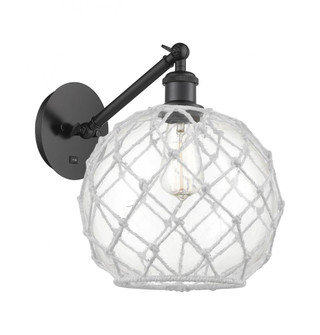 Farmhouse Rope - 1 Light - 10 inch - Matte Black - Adjustable - Sconce (3442|317-1W-BK-G122-10RW)