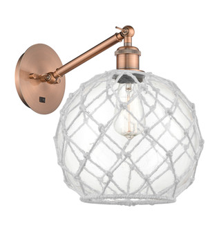 Farmhouse Rope - 1 Light - 10 inch - Antique Copper - Adjustable - Sconce (3442|317-1W-AC-G122-10RW)