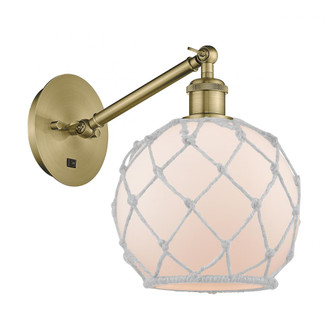 Farmhouse Rope - 1 Light - 8 inch - Antique Brass - Adjustable - Sconce (3442|317-1W-AB-G121-8RW)