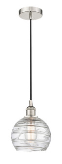 Athens Deco Swirl - 1 Light - 8 inch - Polished Nickel - Cord hung - Mini Pendant (3442|616-1P-PN-G1213-8CL)